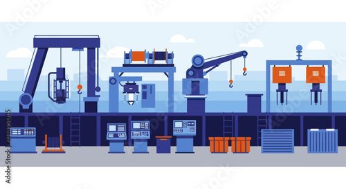 Industrial factory with heavy machinery and equipment.