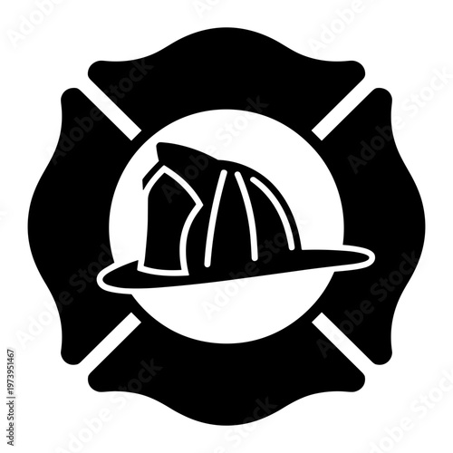 Firefighter Maltese Cross with Helmet Silhouette