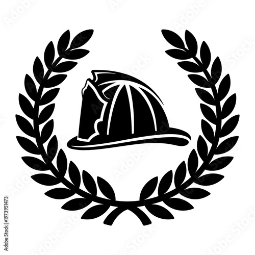 Firefighter Helmet with Laurel Wreath Silhouette