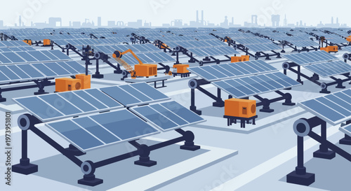 Modern Solar Panel Array with Advanced Technology.