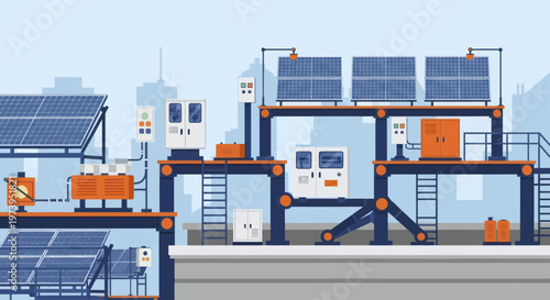 Modern Solar Panel Installation with Advanced Technology and Equipment.