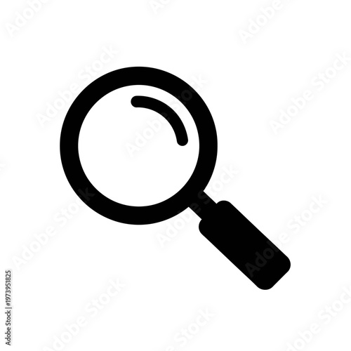 Black Magnifying Glass Icon Simple Design.