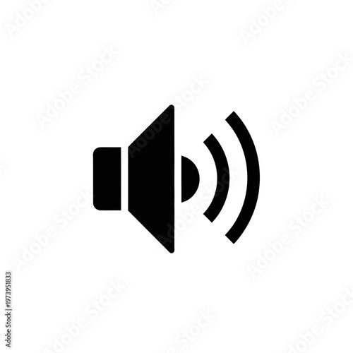 Simple Black Speaker Icon Emitting Sound Waves.