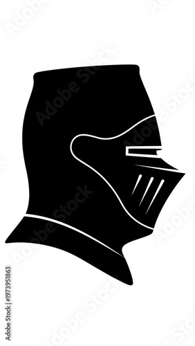 Black silhouette of a knight helmet.