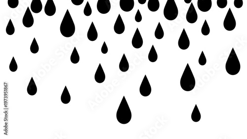 Black Water Droplets Falling from Above.