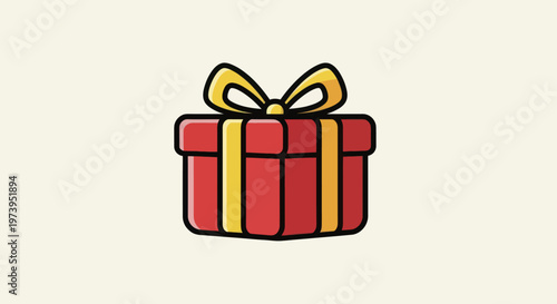 Red Gift Box with Yellow Ribbon and Bow.