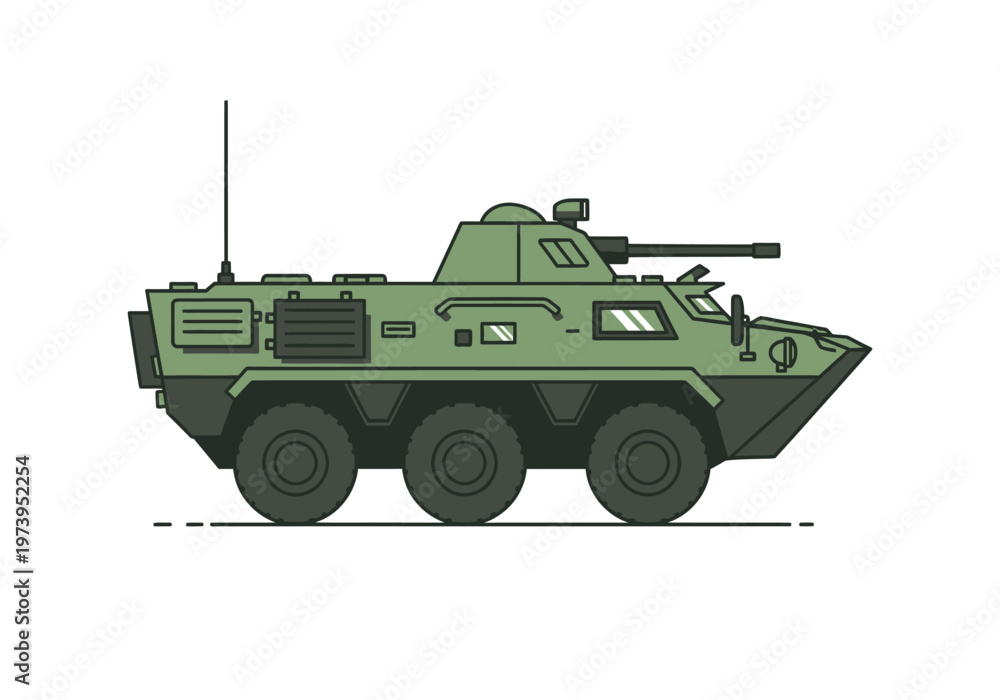 Fototapeta premium Armored Personnel Carrier Military Vehicle Illustration.