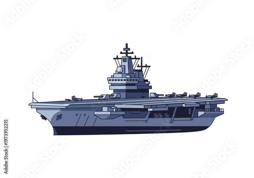 Modern Aircraft Carrier Ship Illustration.