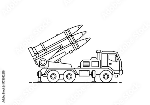 Military Rocket Launcher Vehicle Illustration.