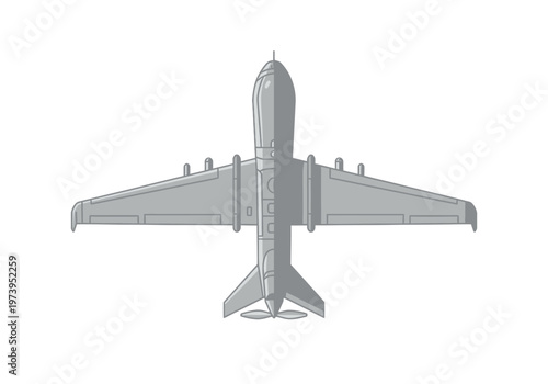 Top View of a Gray Drone Aircraft with Propeller and Wings.