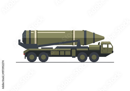Military Missile Launcher Truck Vehicle Illustration.