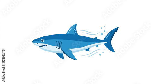 Blue Shark Cartoon Character Vector Illustration
