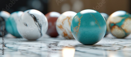 Experience the serene beauty of polished stone spheres captured in a minimalist, high-definition composition.
