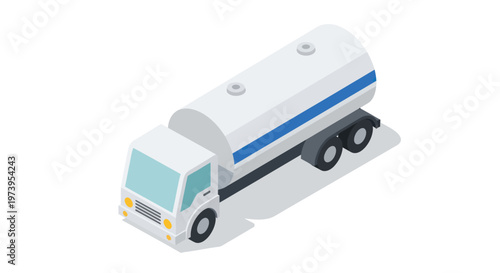 Isometric Fuel Tanker Truck Delivering Essential Liquids.