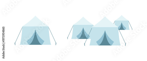 Hajj Pilgrim Tents in Mina Valley. Mina Hajj Accommodation Tents Icon. Islamic Pilgrimage Tent Camp Illustration.