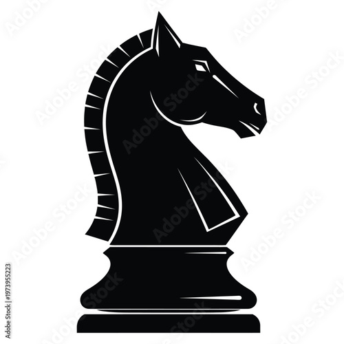 black knight chess piece silhouette vector illustration on dark base