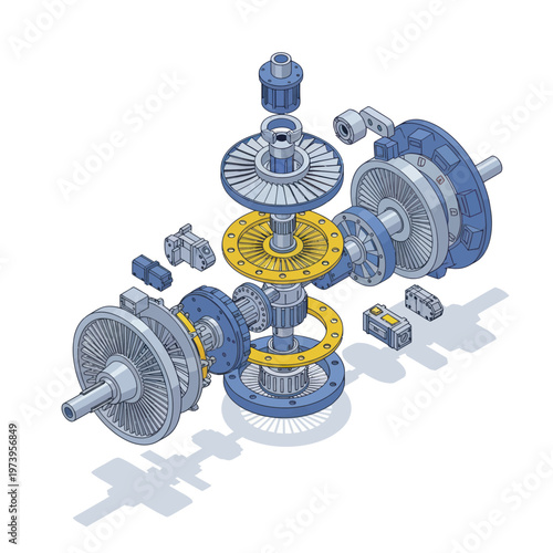 Exploded View of an Advanced Automotive Transmission System.