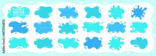 Liquid shapes and frames with uneven wavy edges set. Fluid puddles, splashes, drops, blobs and stains. Rounded organic forms. Smooth glossy blotches, soft spills drips abstract shapes text backgrounds