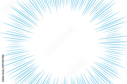 青色の集中線の背景イラスト 効果線　サンバースト