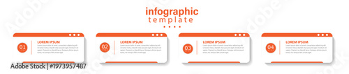 Infographic data visualization template | Business strategies timeline design for presentations banner, workflow layout, process diagram, flow chart, info graph | 4 steps layout -Golden orange version