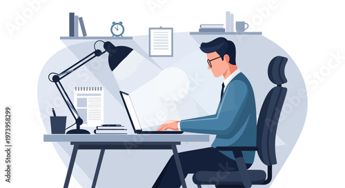 Dedicated worker on laptop, embodying independent thought and open information; essential for freedom, especially relevant during World Press Freedom Day