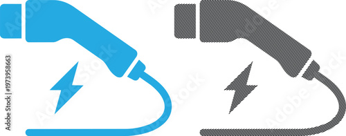 Electric car charging station vector illustration with energy symbol, automotive industry concept.