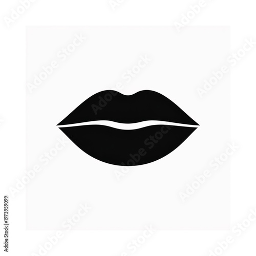 Simple black silhouette of a pair of full slightly parted lips