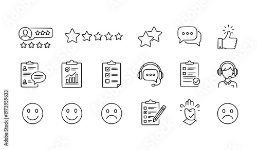 User Experience Testimonial Feedback Icons Editable Stroke Outline Vector Collection