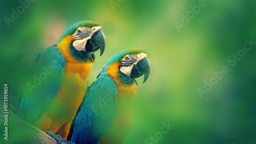 Colorful Parrots In The Jungle Shallow Focus
