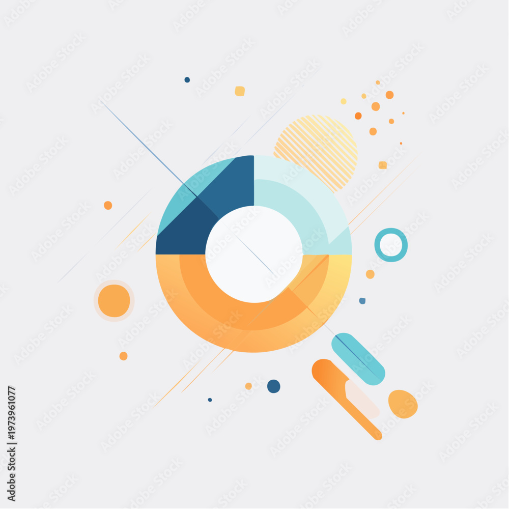 Fototapeta premium Abstract Geometric Circles and Lines Design with Orange and Blue Color Palette