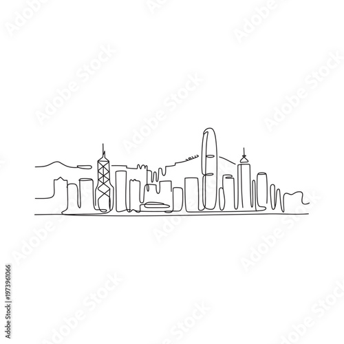 San francisco skyline depicted with a continuous single line drawing