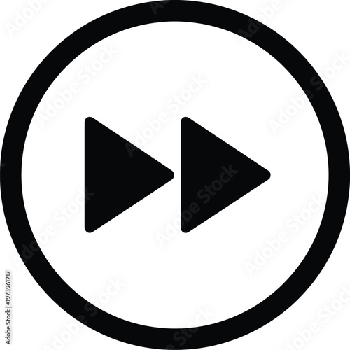 Fast forward icon vector, black media player button, skip forward symbol for video app