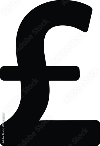 British pound sterling currency symbol, black financial icon, UK money vector sign
