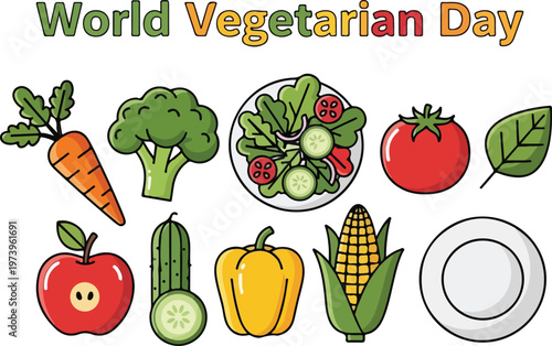 Celebrate World Vegetarian Day with a vibrant assortment of fresh produce and healthy food options