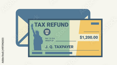 Flat Illustration of Tax Refund Check