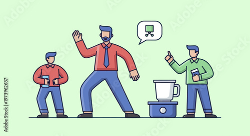 Three men in business attire standing around a water cooler.