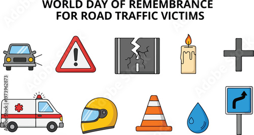 World Day of Remembrance for Road Traffic Victims icons and symbols