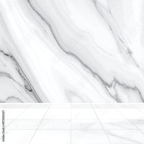 A white marble wall and tiled floor