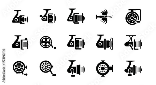 Film, cinema, movie, and camera icons, black vector set
