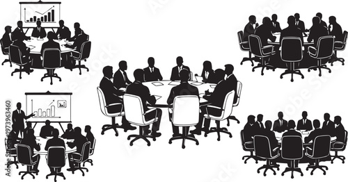 Business people meeting in conference room with white background