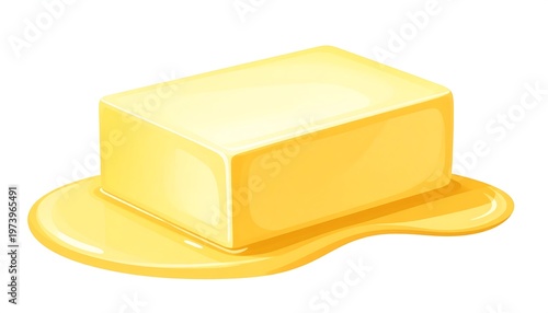 A yellow rectangular block with melted edges on a white background
