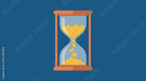 Hourglass and Falling Coins Concept