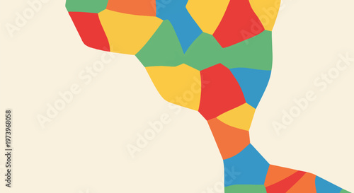 Abstract Colorful Geometric Shape with Various Bright Colors on White.