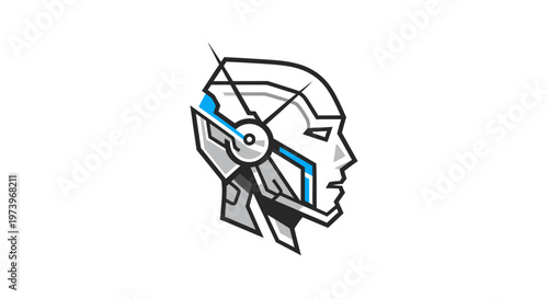 Cybernetic Head Profile Futuristic Technology Concept