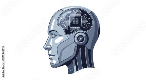 Cybernetic Human Head with Integrated Circuitry and Artificial Intelligence