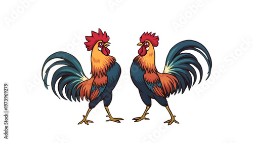 illustration of two roosters