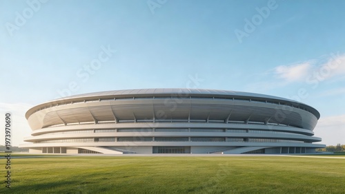 Modern stadium with curved roof