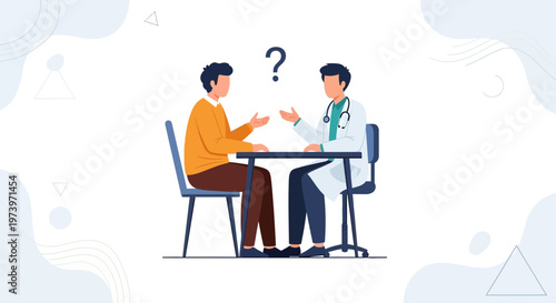 Doctor consulting patient, asking questions, medical consultation, healthcare concept