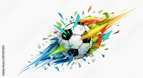 Abstract colorful background with vibrant paint splashes and scattered stationery items like paperclips and pencils creating a playful and creative design