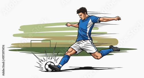 Boy playing soccer cartoon vector illustration